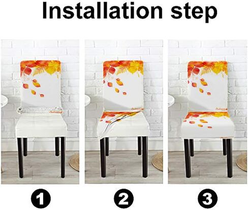 EMMTEEY Fall Maple Dining Chairs Covers Autumn Leaves Dining Room Chair Slipcovers Set of 6 Thanksgiving Spandex Stretch Chair Slipcover Removable Washable Chair Protector for Kitchen Hotels in Saudi Arabia