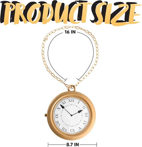 Spooktacular Creations Gold Clock Necklace Halloween Jumbo Gold Clock Necklace White Rabbit Clock Hip Hop Rapper Clock for Kids Women Men Halloween Party Decorations, White Rabbit Costume in Saudi Arabia