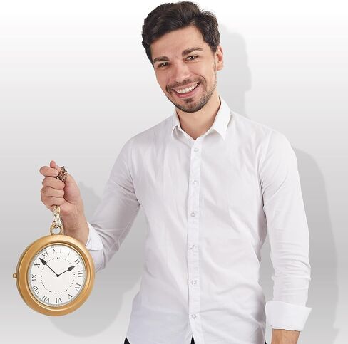 Spooktacular Creations Gold Clock Necklace Halloween Jumbo Gold Clock Necklace White Rabbit Clock Hip Hop Rapper Clock for Kids Women Men Halloween Party Decorations, White Rabbit Costume in Saudi Arabia