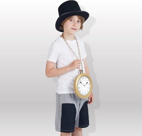 Spooktacular Creations Gold Clock Necklace Halloween Jumbo Gold Clock Necklace White Rabbit Clock Hip Hop Rapper Clock for Kids Women Men Halloween Party Decorations, White Rabbit Costume in Saudi Arabia