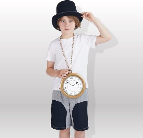 Spooktacular Creations Gold Clock Necklace Halloween Jumbo Gold Clock Necklace White Rabbit Clock Hip Hop Rapper Clock for Kids Women Men Halloween Party Decorations, White Rabbit Costume in Saudi Arabia