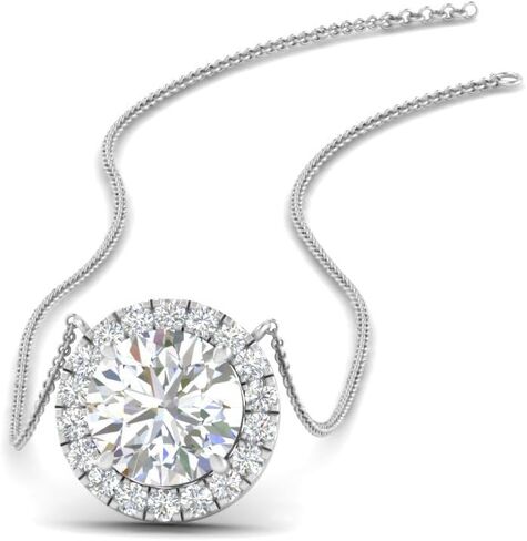 5/8 Carat Lab Grown Round Cut Diamond Halo Pendant With 18" Chain 10K/14K Gold Very Good Cut Lab Created Diamond Necklace For Her Premium Collection (G-H, SI1-SI2, 0.60 Ctw) in Saudi Arabia