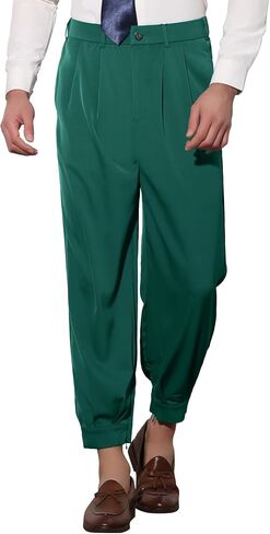 Lars Amadeus Cropped Pants for Men's Double Pleated Zipper Leg Tapered Formal Dress Pants in Saudi Arabia