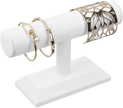 MOOCA Black Deluxe PU Faux Leather Jewelry Holder Organizer, Wooden Bracelet Holder Stand, T-Bar Display Stand, Jewelry Organizer Stand for Bracelets, Bangles, and Watches in Kuwait