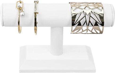 MOOCA Black Deluxe PU Faux Leather Jewelry Holder Organizer, Wooden Bracelet Holder Stand, T-Bar Display Stand, Jewelry Organizer Stand for Bracelets, Bangles, and Watches in Kuwait