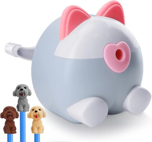 Cute Pencil Sharpener for Kids with 3 pencil-top Erasers, Dog Pencil Sharpener for Colored Pencil, Manual Sharpener Animal School Stationery Office Students Supplies Children Kids Gifts (Dog) in Kuwait