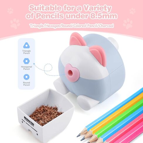 Cute Pencil Sharpener for Kids with 3 pencil-top Erasers, Dog Pencil Sharpener for Colored Pencil, Manual Sharpener Animal School Stationery Office Students Supplies Children Kids Gifts (Dog) in Kuwait