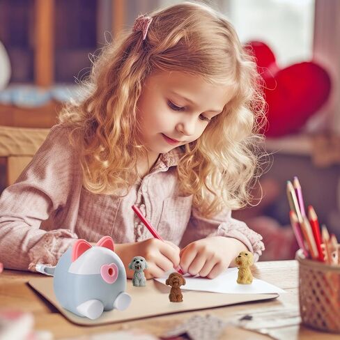 Cute Pencil Sharpener for Kids with 3 pencil-top Erasers, Dog Pencil Sharpener for Colored Pencil, Manual Sharpener Animal School Stationery Office Students Supplies Children Kids Gifts (Dog) in Kuwait