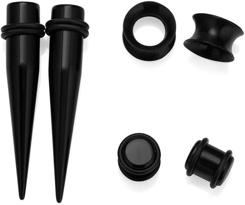 NASAMA 50 Pieces Ear Gauge Stretching Kit+Aftercare Jojoba Oil,14G-00G Tapers Plugs Silicone Tunnels Gauges Expander Set Body Piercing Jewelry in Saudi Arabia