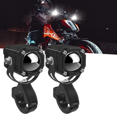 2pcs 60W Super Bright LED Spotlights, 6000LM White Red Light 4 Modes Driving Signal Lights for Motorcycle Scooter ATV UTV Tractor Truck Boat, DC 9-30V in Kuwait