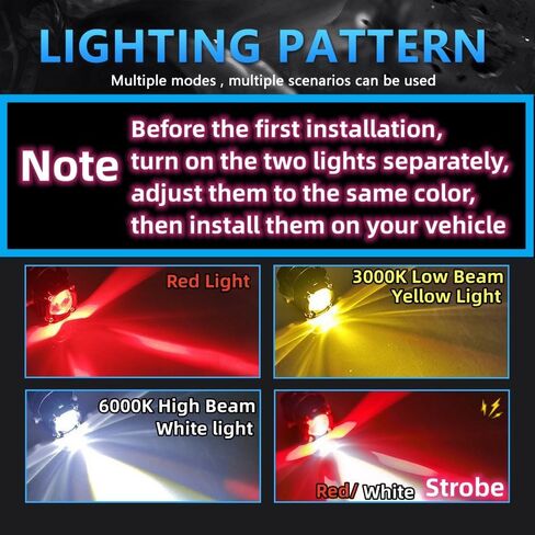 2pcs 60W Super Bright LED Spotlights, 6000LM White Red Light 4 Modes Driving Signal Lights for Motorcycle Scooter ATV UTV Tractor Truck Boat, DC 9-30V in Kuwait