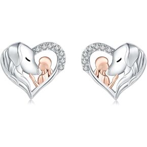 925 Sterling Silver Horse Stud Earrings Hypoallergenic Heart Horse Ear Studs for Women Dog Wolf Animal Earrings for Horse Lover Christmas Jewelry Gifts for Daughter