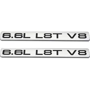 2pcs New 6.6L L8T V8 Liter Gas Emblems 3D Engine Hood Badge Replacement for 2020-2022 Chevrolet Silverado 2500HD 3500HD Z71 Gmc Sierra Door Decal Nameplate OEM (Chrome), CH-6.6LL8T