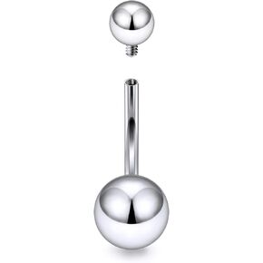 F136 16/14g Real Titanium Belly Button Rings Navel Jewelry 8/10/12/14mm Long Bars Implant Grade for Healing Internally Threaded for Women Men