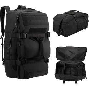 60L Tactical Duffle Bag Backpack with Shoe Compartment, Military Molle Sports Duffel Bag for Hiking Camping Gym Workout, Heavy Duty Water Resistant Weekender Overnight Bag for Travel