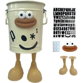 Pen Pencils Holder for Desk Cute Stationary Desk Accessories Include Letter Stickers Mouth and Feet to DIY Fun Office Supplies for Women Standing Pencil Case Metal Material (Green)