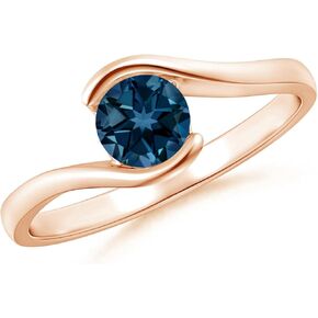 Angara Natural London Blue Topaz Solitaire Ring for Women in Sterling Silver/14K Solid Gold/Platinum | December Birthstone Jewelry Gift for Her |Birthday|Wedding|Anniversary|Engagement