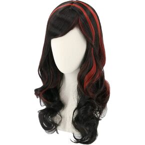 Kids Girls Child Wig Black Mixed Red Long Curly Halloween Outfit Vampire Witch Ghost Wig