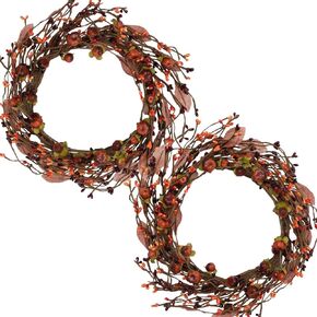 إكليل اليقطين الصغير المثالي للباب الأمامي 12 بوصة إكليل غصين صناعي داخلي لتزيين حفلات الاحتفالات (عبوتان) in Saudi Arabia