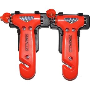 2 Pack Car Safety Hammer with Carbide Tip - Window Punch - Seat Belt Cutter - Emergency Vehicle Escape Tool - Auto Glass Breaker - Rescue Survival Kit