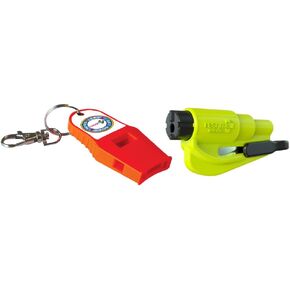 resqme The Original Emergency Keychain Car Escape Tool, 2-in-1 Seatbelt Cutter and Window Breaker Yellow and Whistle for Life, Loud, Powerful Rescue Survival and Safety 120 dB Emergency Whistle Orange