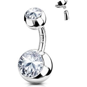 FIASASO Belly Button Ring Surgical Steel Titanium Sterling Silver 14K Gold Belly Button Rings Cubic Zirconia Internally Threaded Belly Rings 14G Belly Piercing Jewelry Hypoallergenic Navel Piercing Jewelry for Women
