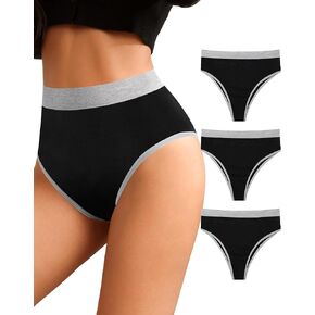K-CHEONY Womens High Waisted Bikini Underwear Soft Stretch Panties Moisture Breathable Cheeky Panty 3 Pack