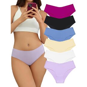 Bunakoxy Women's Seamless Hipster Panties No Show Bikini Underwear Comfortable Panty 6 Packs
