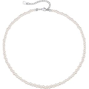 Baroque Pearl Necklace for Women, Birthstone Choker 4/5 MM Dainty Imitation Pearl Necklaces Wedding Pearl Necklace Delicate Jewelry for Women Simple Bridesmaid Jewelry Gifts