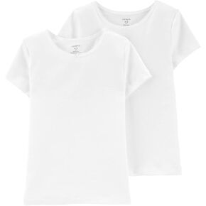 Carter's Little Girls' 2-Pack Cotton Tee Set 6/6X, White/White Tee