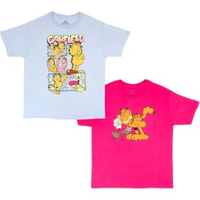 Garfield Girls Graphic Tees Short Sleeve T Shirts Girls Fashion T Shirt 2 Pack Bundle Girls Tops Clothing
