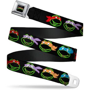 Buckle-Down Seatbelt Belt - Classic TMNT Electric Expressions Black/Multi Neon - 1.0" Wide - 20-36 Inches in Length