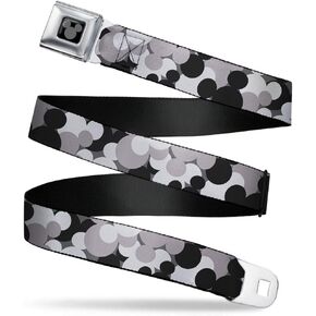 Buckle-Down Men's Seatbelt Belt Mickey Mouse Kids, Head Stacked Black/Grays, 1.0" Wide-20-36 Inches