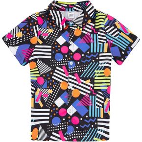 قميص Enlifety Boys Girls Hawaii بلوزة صيفية رائعة كاجوال بأكمام قصيرة وأزرار سفلية مقاس 2-10T