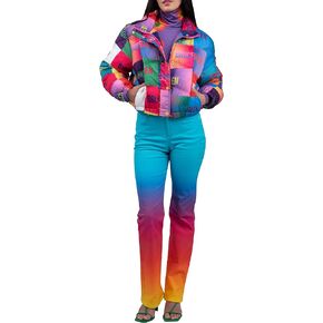 BruceGlen Womens Printed Cropped Puffer