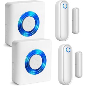 Caregiver Pager Door Alarms for Dementia Patients/Kids Safety/Home Security,Wireless Door Alarm Sensor for Elderly/Business/Home/Store (2 Sensor 2 Receiver)