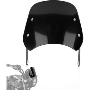 PSLER Motorcycle Front Universal Windshield Windscreen Wind Deflector Fairing Front Flyscreen with Headlight Mounting Bracket Universal for Motorbike with 5"-7" Headlight Headlamp