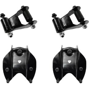 TRQ Rearward Leaf Spring Shackle & Bracket Hanger Set LH & RH Side 4pc Set for 1997-2003 Ford F150 F250 Pickup Truck
