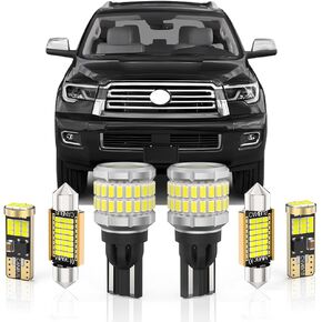 استبدال مجموعة الإضاءة الداخلية BMT xms LED لسيارة Toyota Sequoia 2008-2022,6000K حزمة مصابيح LED بيضاء رائعة + مصابيح عكسية احتياطية، 23 قطعة