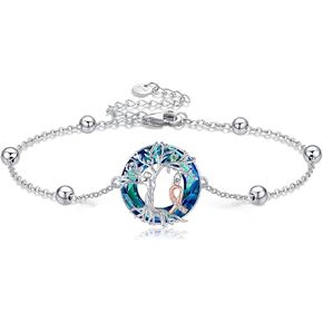 YAFEINI Breast Cancer Gifts Ribbon Bracelet Sterling Silver Breast Cancer Awareness Bracelet Breast Cancer Survivor Jewelry for Women