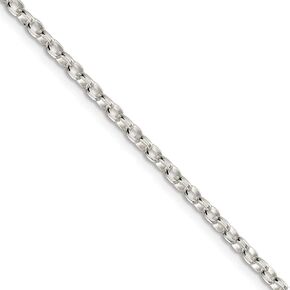 The Black Bow 2.75mm Sterling Silver Solid Oval Rolo Chain Necklace