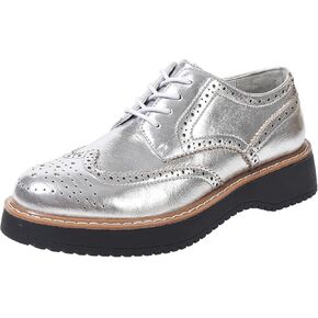 Oxford Shoes for Women Round Toe Wingtips Brogues Lace up Platform Loafers Business Casual Office Dress Shoes, US Size 5-11