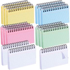 Chinco 1500 Sheets Spiral Index Cards 3 x 5 Inch 15 Pads Ruled Spiral Bound Index Cards Multicolor Spiral Note Cards Flash Cards with ring for Studying, Nursing School Office Taking to Do List