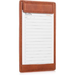 Notsu Note Card Holder | Minimalist 3x5 Inch Index Card Holder Handheld Case in Premium Brown Vegan Leather with 25 To Do List Notecards