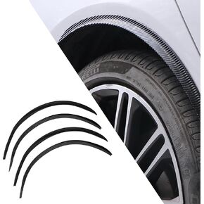 4 PCS Car Fender Trim Strip, 28" Anti-Scratch Wheel Fender Horn Protectors, Carbon Fiber Arch Wheel Header Protection Anti-Scratch Pad, Curved Anti-Collision Wheels Lip Strip (Black)