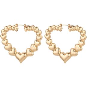 أقراط على شكل قلب مجوف شخصية ذهبية وفضية أقراط على شكل قلب الحب هدية عيد الحب في عيد الأم in Kuwait