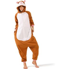 Guinea Pig Adult Onesie Pajamas Cosplay Halloween Costume Hamster Sleepwear Jumpsuit Costume for Women Men