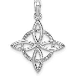 Solid 14K White Gold SM Celtic Knot Irish Claddagh ETERNITY KNOT Charm Pendant