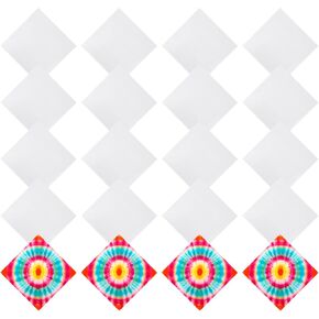 20 Pcs White Bandanas for Tie Dye DIY Blank Cotton Bandanas Plain Handkerchiefs Headband Head Wrap 22" x 22"