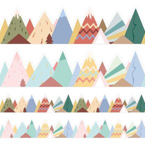 49.2ft Moving Mountains Bulletin Board Border Decor Die-Cut Border Trim Mountain Trimmer Two Sided Border for Classroom Decoration School Supply Decor